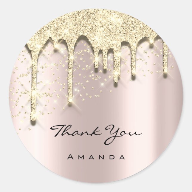 Name 16. Baby Shower Glitzer 3D Rose Gold Runder Aufkleber (Vorderseite)