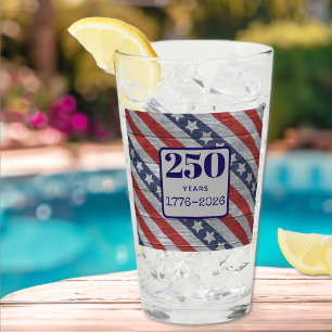 Name 250 Jahre 1776-2026 Sterne Streifen Pint Glas