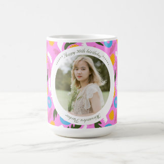 Name 30th brithday floral pink cute romantic Mug Kaffeetasse