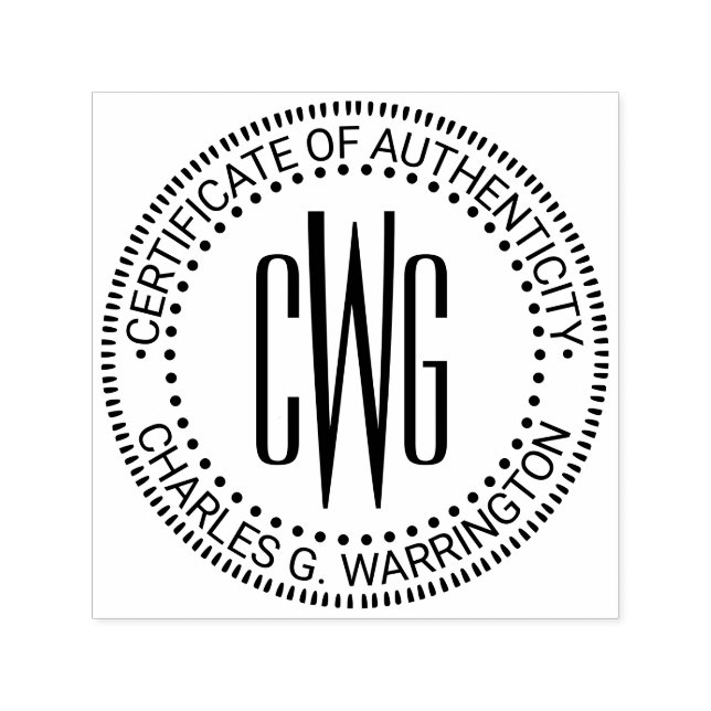 Name, 3 Initial #4 Certificate of Authenticity  Permastempel (Design)