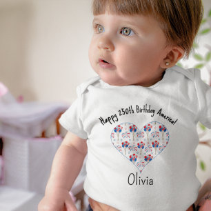 Name, 4. Juli Ballons Herz Neugeborenes - 24 Monat Baby Strampler