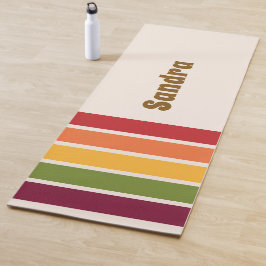 Name, 70s Retro Colors Stripe Panels Yogamatte