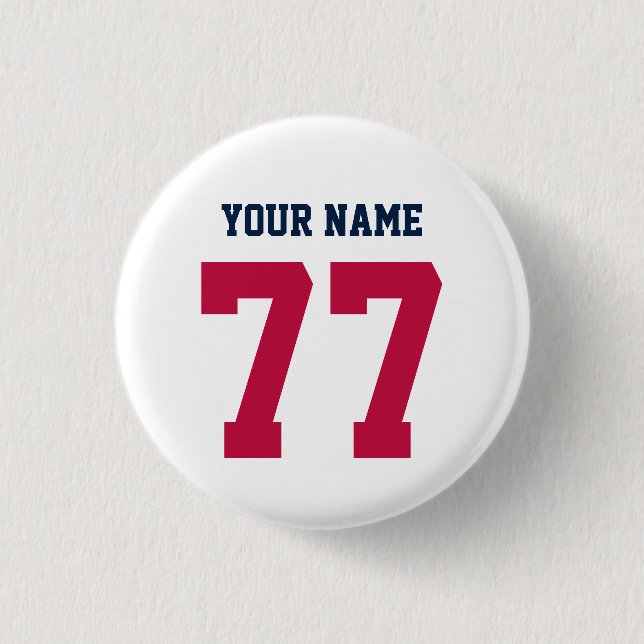 Name 77 Sports Jersey Number Blue and Red Button (Vorderseite)