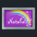 Name 7 Buchstaben Regenbogen lila ovale Gürtelschn Rechteckige Gürtelschnalle<br><div class="desc">Benannte Regenbogengurtschnalle,  aktuell liest Natalia oder personalisieren Sie mit dem längeren Namen Ihrer Wahl (nur bis zu 7 Buchstaben). Design inspiriert von den vielen schönen Regenbogen hier in Victoria,  Australien. Gegenstand,  der ausschließlich von Sarah Trett entworfen wurde.</div>
