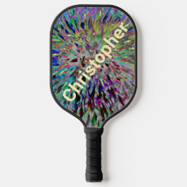 Name Abstrakt Floral Macro Blau Gelb Pickleball Schläger