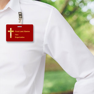 Name Abzeichen mit Christlichem Goldkreuz Ausweis