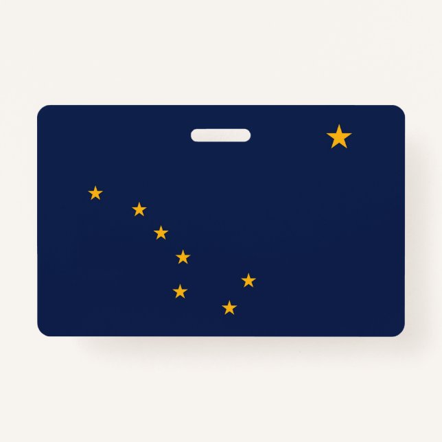 Name Abzeichen mit der Flagge des Staat Alaska, US Ausweis (Vorderseite)
