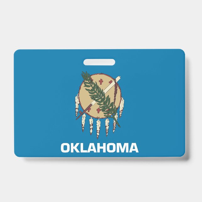 Name Abzeichen mit der Flagge des Staat Oklahoma,  Ausweis (Vorderseite)