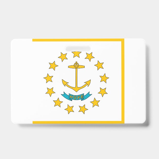 Name Abzeichen mit der Flagge von Rhode Island, US Ausweis (Vorderseite)