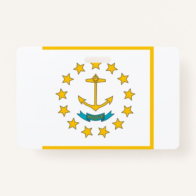 Name Abzeichen mit der Flagge von Rhode Island, US Ausweis (Vorderseite)