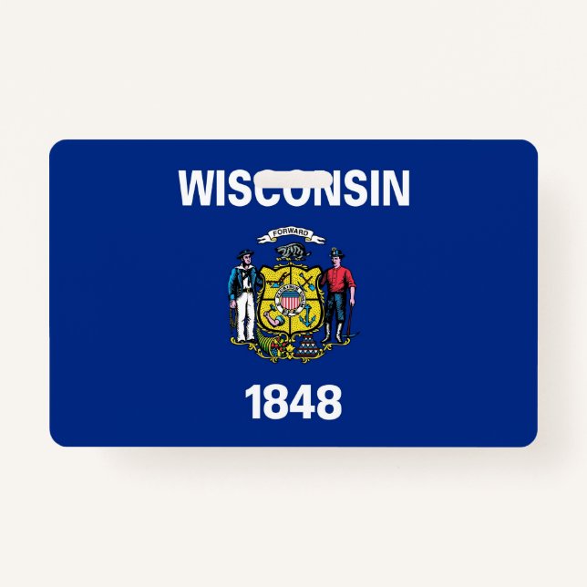 Name Abzeichen mit der Flagge von Wisconsin Staat, Ausweis (Vorderseite)