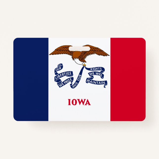 Name Abzeichen mit Flagge des Staat Iowa, USA Ausweis (Vorderseite)