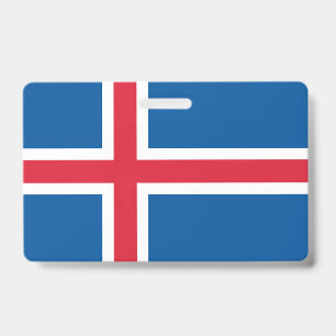 Name Abzeichen mit Flagge Islands Ausweis