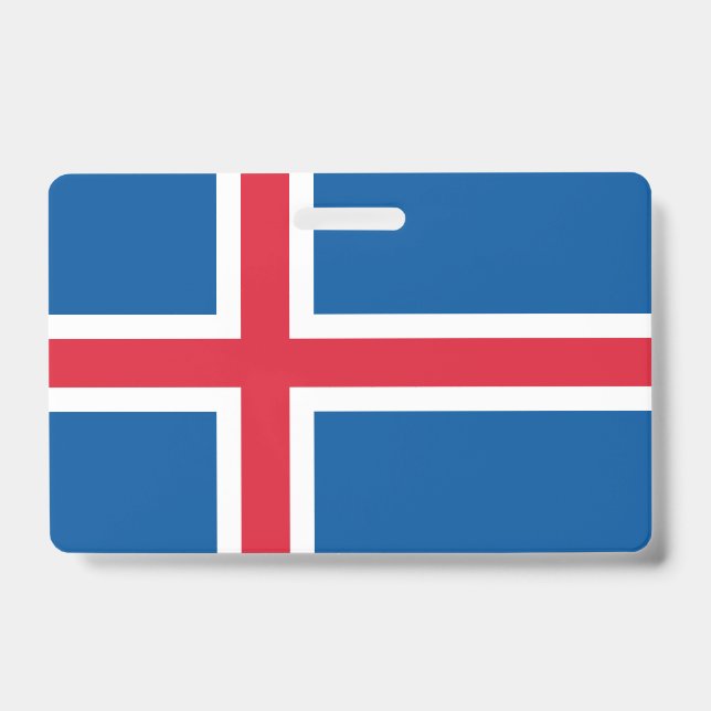 Name Abzeichen mit Flagge Islands Ausweis (Front)