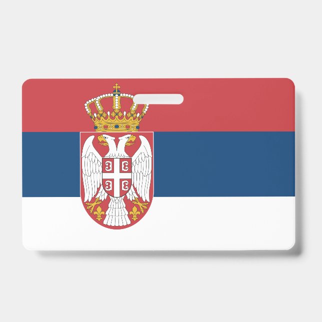 Name Abzeichen mit serbischer Flagge Ausweis (Vorderseite)