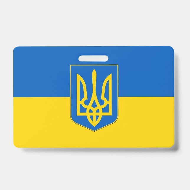 Name Abzeichen mit ukrainischer Flagge Ausweis (Vorderseite)