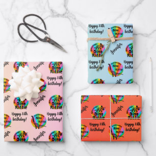 Name Age Dinosaur Triceratops Geburtstag Geschenkpapier Set
