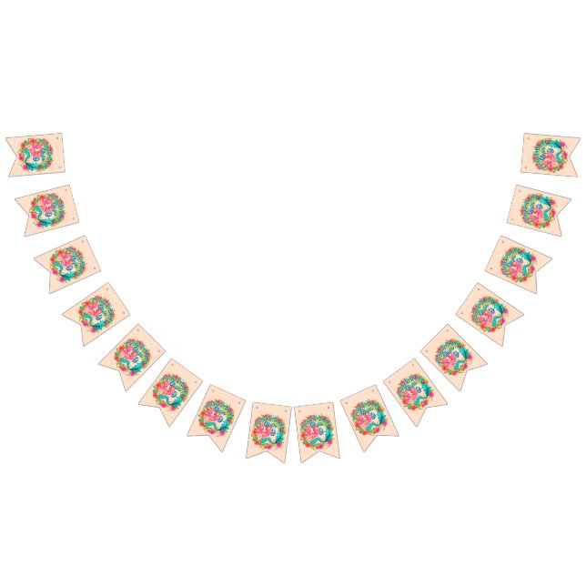 Name Age Pink Mermaid Blue Schwanz Birthday Party  Wimpelkette (Alle)