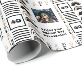 Name Age Sentiment Retro Rainbow Brown Schwarz-wei Geschenkpapier