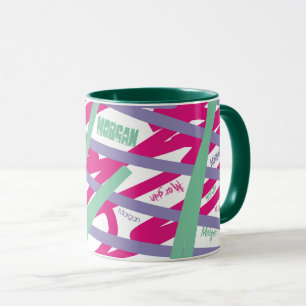 Name Alle über Leinen Rosa Lila Aquamarin Abstrak Tasse