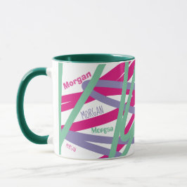 Name Alle über Leinen Rosa Lila Aquamarin Abstrakt Tasse
