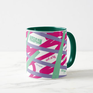 Name Alle über Leinen Rosa Lila Aquamarin Abstrakt Tasse