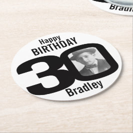 Name alles Gute zum Geburtstag 30 und Runder Pappuntersetzer