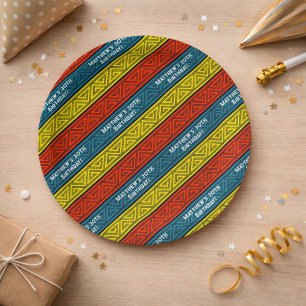 Name & Alter Geburtstagspartei Celtic Strip Red Bl Pappteller