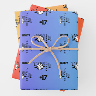 Name Alter oder Nummer Sport Thema Volleyball Geschenkpapier Set