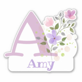 Name Amy and Initial mit Blumendesign Aufkleber