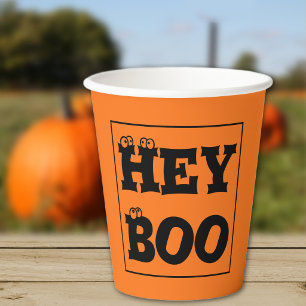 Name an Halloween Orange & Black Hey Boo Augäpfel Pappbecher
