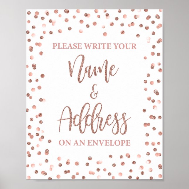 Name and Address on an Envelope Sign Rose Gold Poster (Vorne)