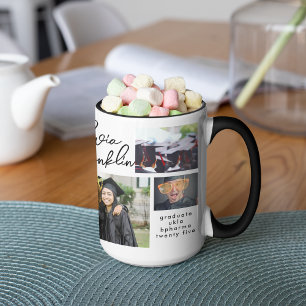 Name änderbar Multi-Foto-Abschluss 2024 Schule Col Zweifarbige Tasse