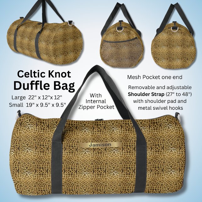 Name ändern, Brawn Gold Celtic Knoten Duffle Bag (Von Creator hochgeladen)