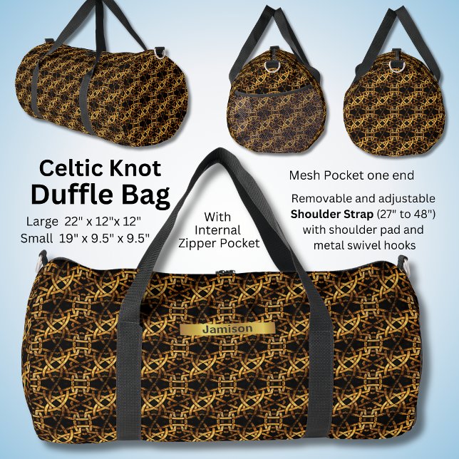 Name ändern, Gold Black Celtic Knoten Duffle Bag (Von Creator hochgeladen)