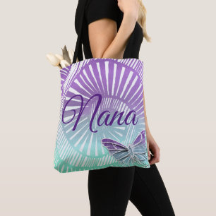 Name ändern Großmutter Lila Wirbel & Schmetterling Tasche