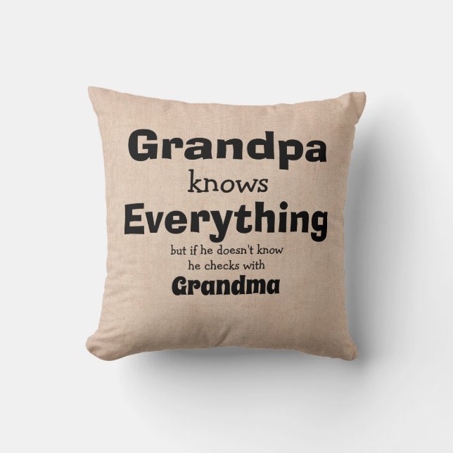 Name ändern Großvater weiß alles - Oma Kissen (Vorderseite)