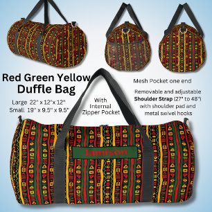 Name ändern, Rot-Grün-Gelb-Schwarz Streifen Duffle Bag