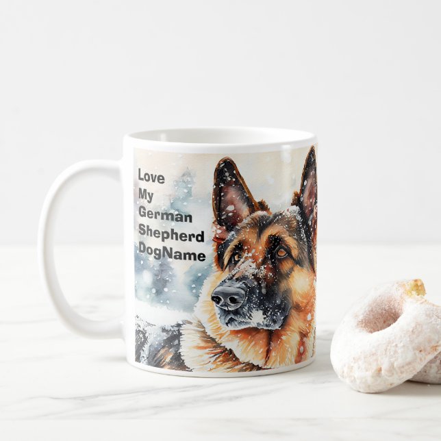 Name ändern Text hinzufügen, Deutscher Hirte im Sc Kaffeetasse (Mit Donut)