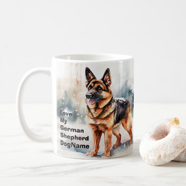 Name ändern Text hinzufügen, Deutscher Hirte im Sc Kaffeetasse (Mit Donut)