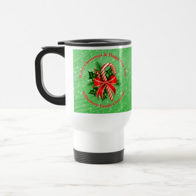 Name ändern Text Red Green Christmas 20xx hinzufüg Reisebecher (Links)