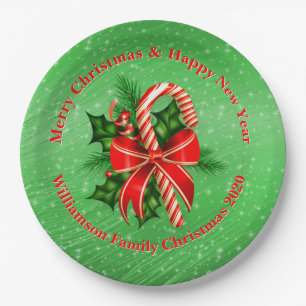 Name ändern Text Red Green Christmas 9 hinzufügen" Pappteller
