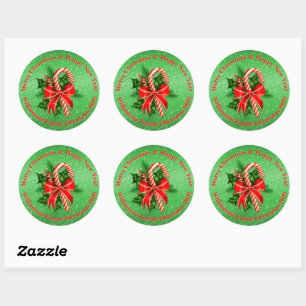 Name ändern Text Red Green Christmas hinzufügen Runder Aufkleber