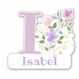 Name & Anfangsbezeichnung mit Blumen-Design-Aufkle Aufkleber