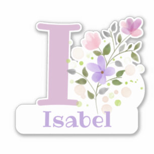 Name & Anfangsbezeichnung mit Blumen-Design-Aufkle Aufkleber