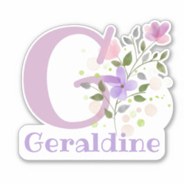Name & Anfangsbezeichnung mit Blumen-Design-Aufkle Aufkleber