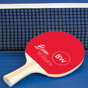 Name & Anfangsbuchstaben auf cooler RED Tischtennis Schläger