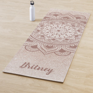 Name Angepasste feminine Chic Rose Gold Mandala Yogamatte