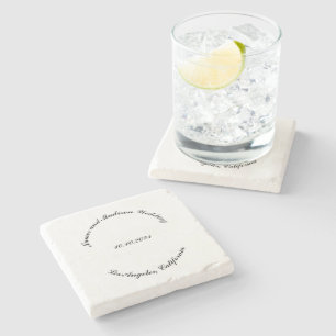 Name anpassen, Datum schwarz gekrümmte Buchstaben Steinuntersetzer