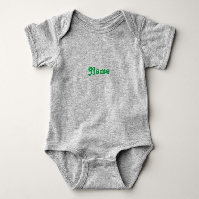 Name anpassen, grün Text grau Baby Strampler (Vorderseite)